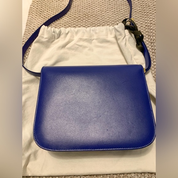 Celine medium classic box calfskin bag in blue - Picture 6 of 10